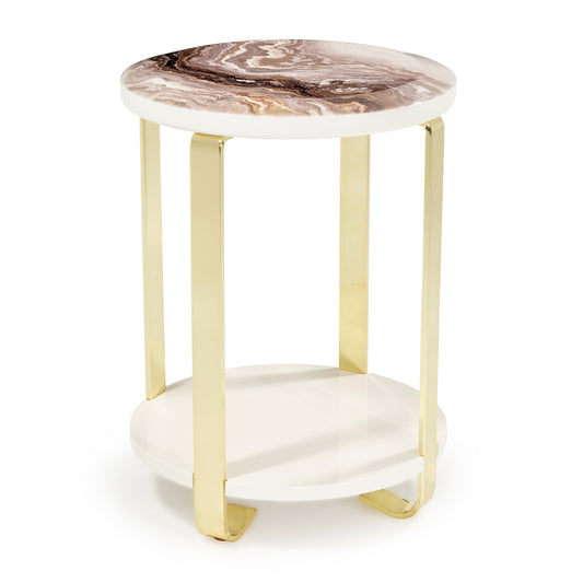 Ariana Chair Side Table, Luxurious décor, Petite yet impactful, Slender golden legs, Bottom shelf, Tasteful companion, Favorite chair, Sophisticated, Décor, Convenience, dream art, Michael amini