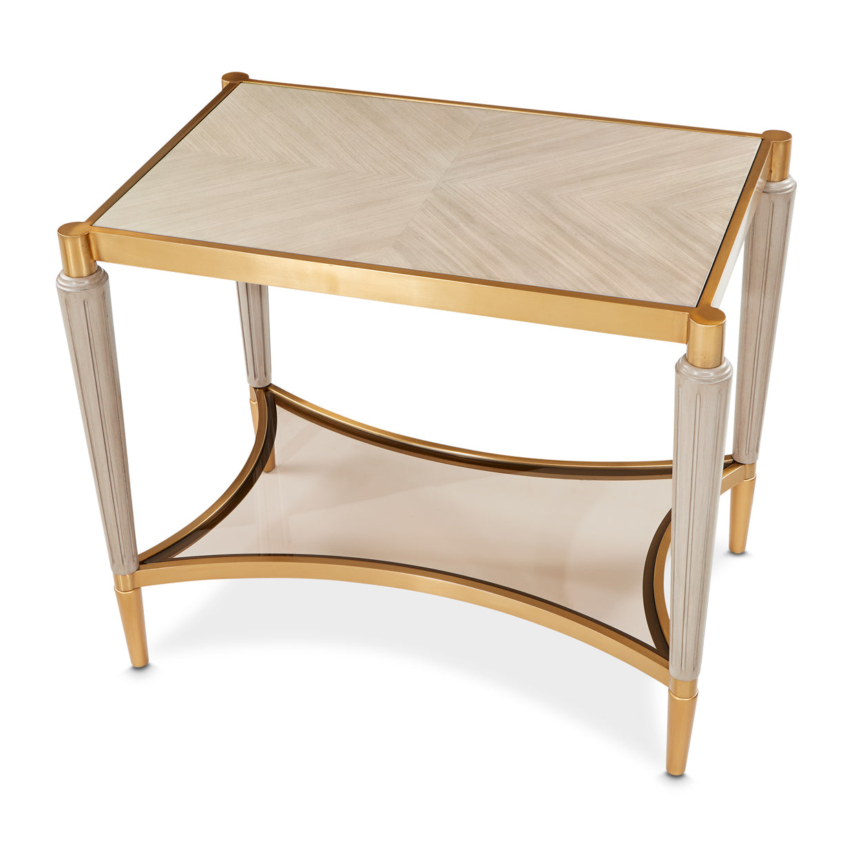 End Table,St Charles,natural grain,bronze frame,touch of sophistication
