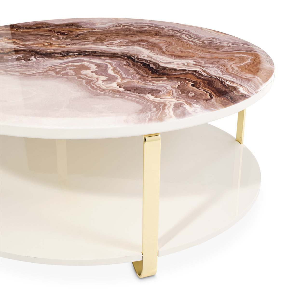 Ariana Cocktail Table, Living room transformation, Faux marble top, Golden legs, Sheer, elegance, Functional lower shelf, Storage, Glamorous centerpiece, Impressing guests, Ready to impress, Select items, dream art, michael amini