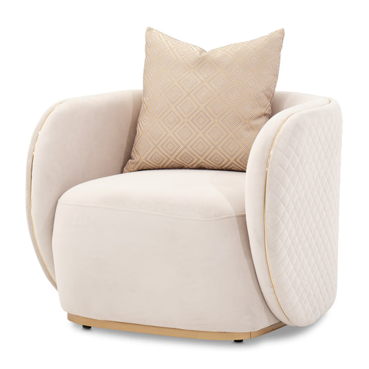 Ariana, loveseat, Intimate luxury, Exquisite accent pillows, Gold jacquard, Velvety beige, plushness, Oblong centerpiece, Personal seating experience, Quiet evenings, Heartfelt, conversations, dream art, michael amini