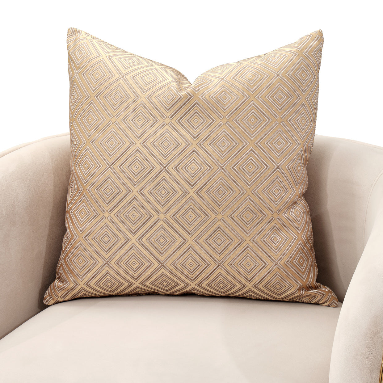 Ariana, loveseat, Intimate luxury, Exquisite accent pillows, Gold jacquard, Velvety beige, plushness, Oblong centerpiece, Personal seating experience, Quiet evenings, Heartfelt, conversations, dream art, michael amini, pillow