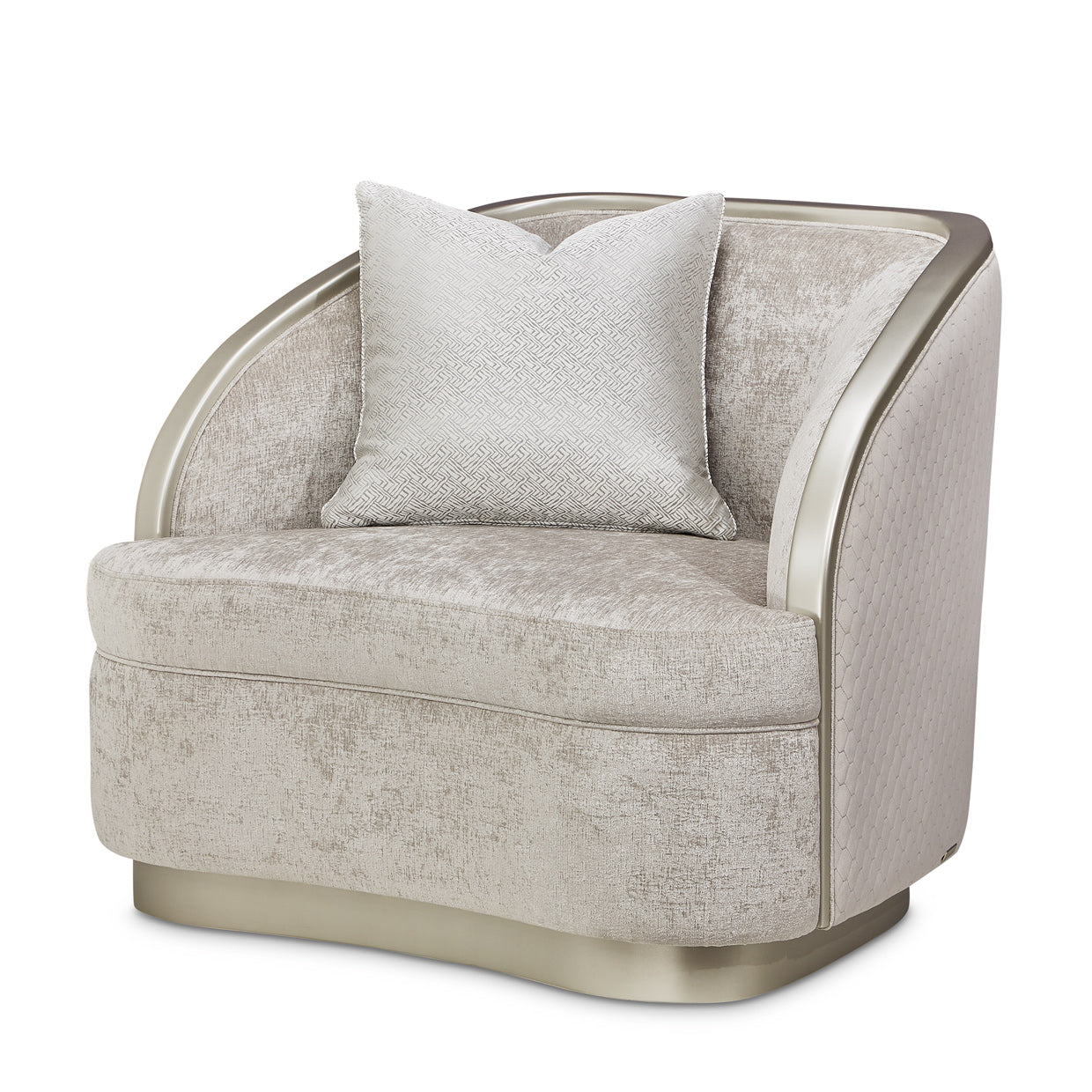 LANNA, Matching Chair ,Storm, Silver Mist,Chenille upholstery, Quilted velvet, Honeycomb pattern, Platinum finish, Accent pillow, dream art , michael amini