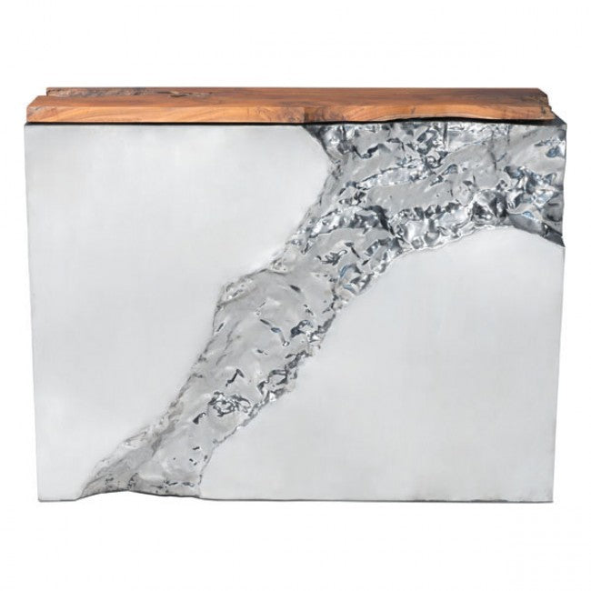 Luxe Console Table Natural & Stainless Steel - Dreamart Gallery