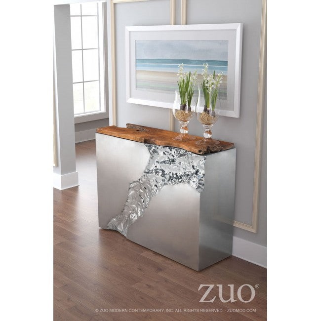 Luxe Console Table Natural & Stainless Steel - Dreamart Gallery