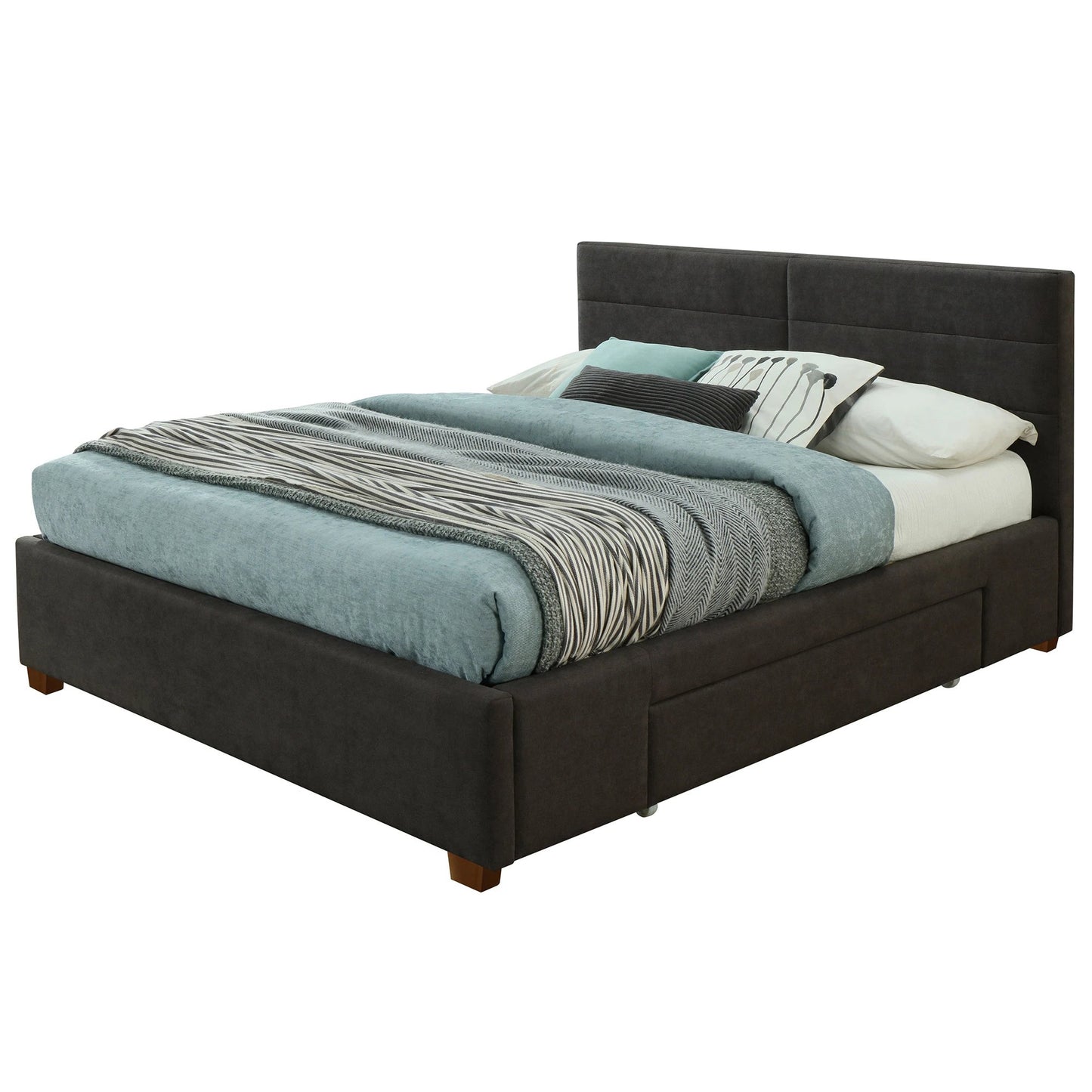 Emilio 60" Queen Platform Bed W/Drawers in Charcoal - Dreamart Gallery