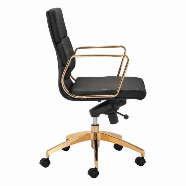 Scientist Low Back Office Chair Black & Gold - Dreamart Gallery