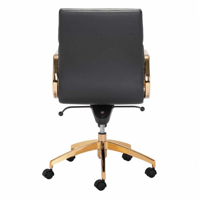 Scientist Low Back Office Chair Black & Gold - Dreamart Gallery
