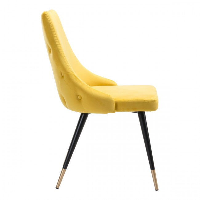 Piccolo Dining Chair Yellow Velvet - Dreamart Gallery