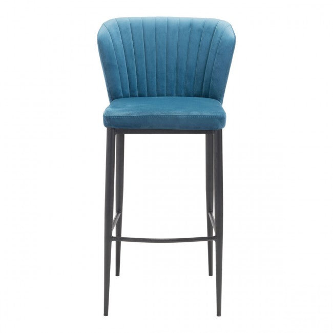 Tolivere Bar Chair Blue Velvet - Dreamart Gallery