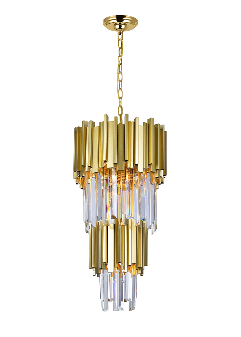 4 LIGHT DOWN MINI CHANDELIER WITH MEDALLION GOLD FINISH - Dreamart Gallery