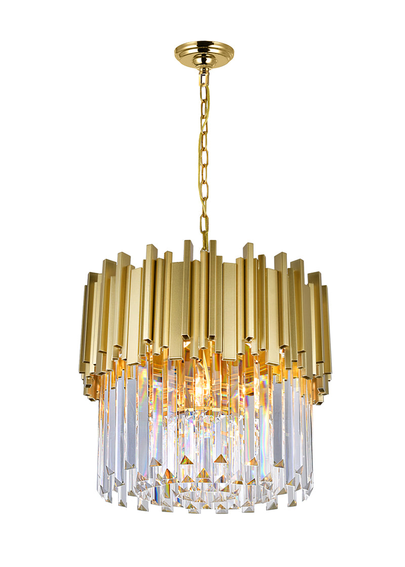 4 LIGHT DOWN CHANDELIER WITH MEDALLION GOLD FINISH - Dreamart Gallery