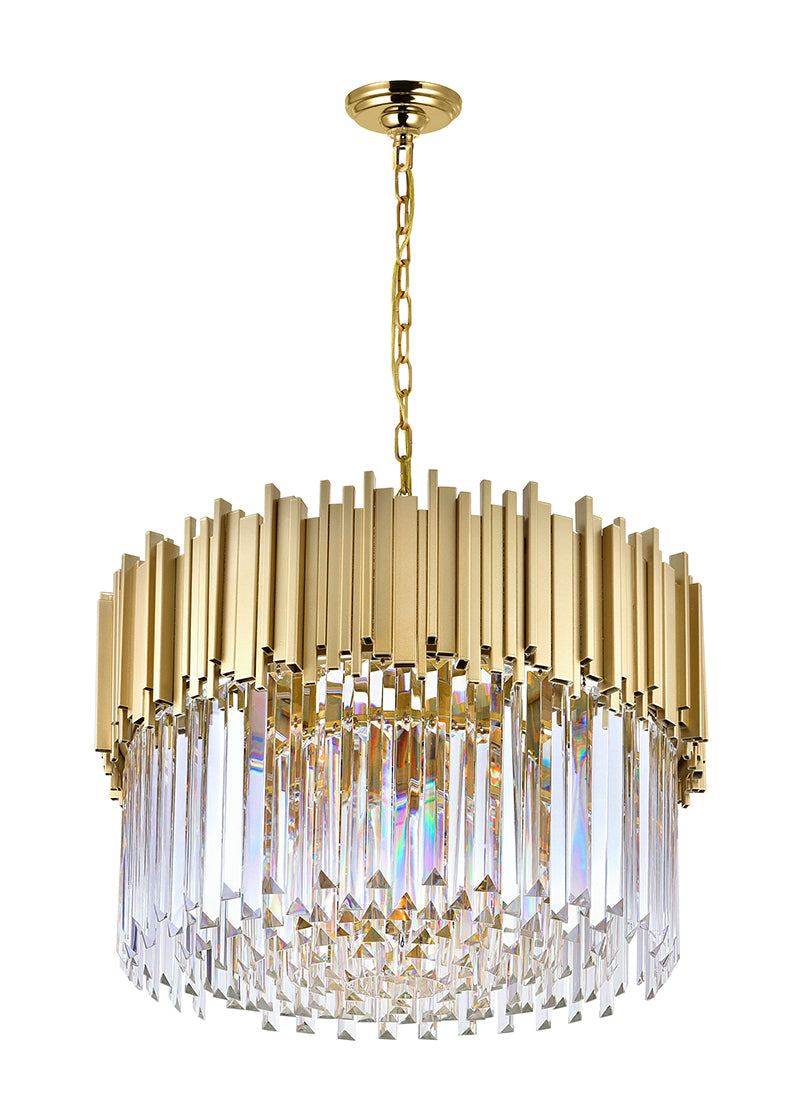 7 LIGHT DOWN CHANDELIER WITH MEDALLION GOLD FINISH - Dreamart Gallery