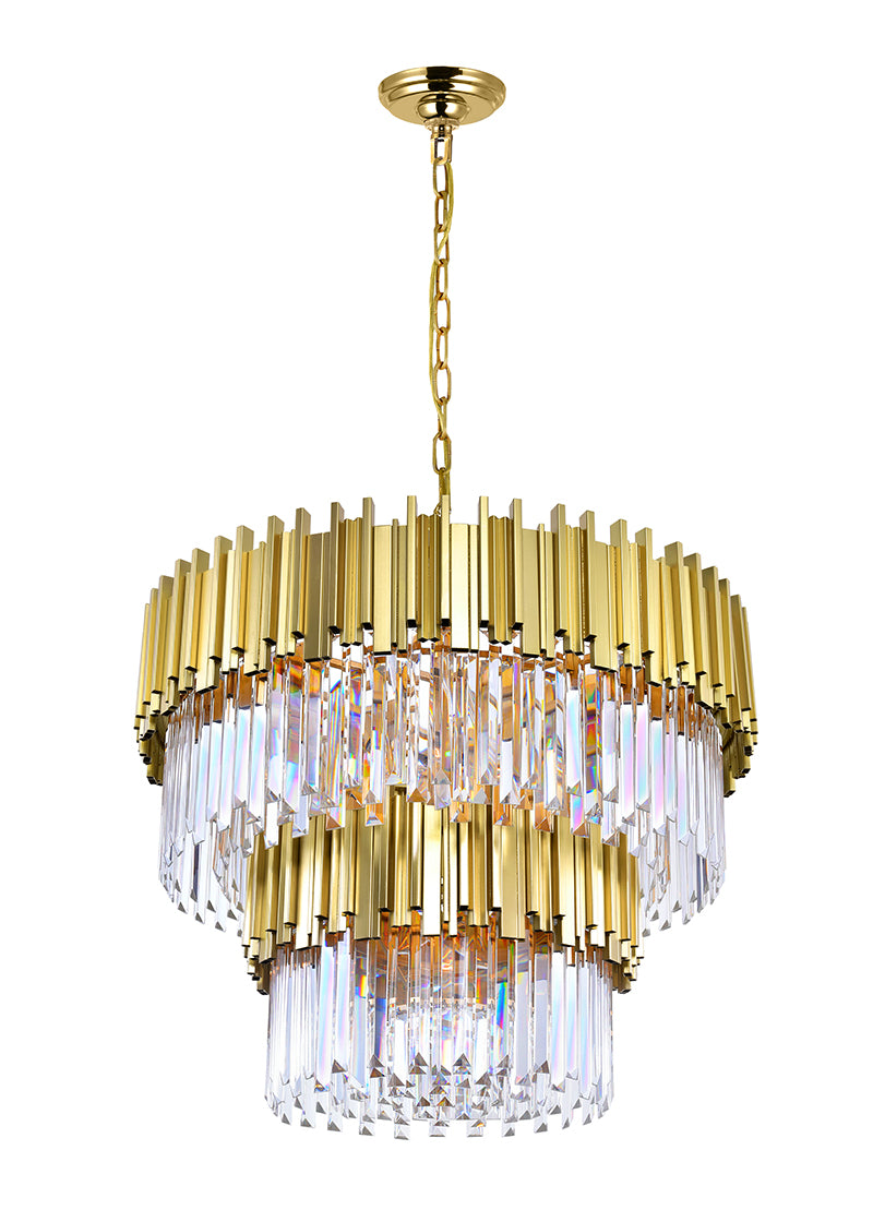 12 LIGHT DOWN CHANDELIER WITH MEDALLION GOLD FINISH - Dreamart Gallery