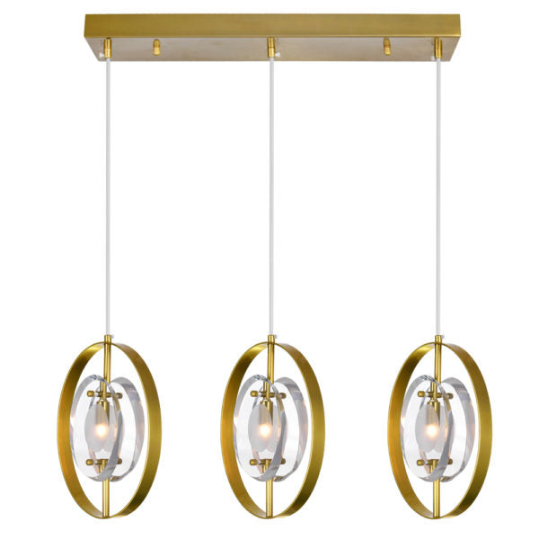 3 LIGHT ISLAND/POOL TABLE CHANDELIER WITH BRASS FINISH - Dreamart Gallery