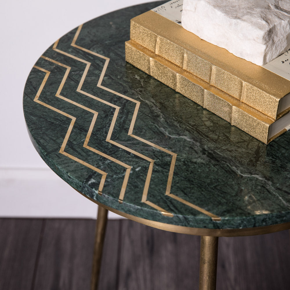 Belvin End Tables: Green Marble - Dreamart Gallery