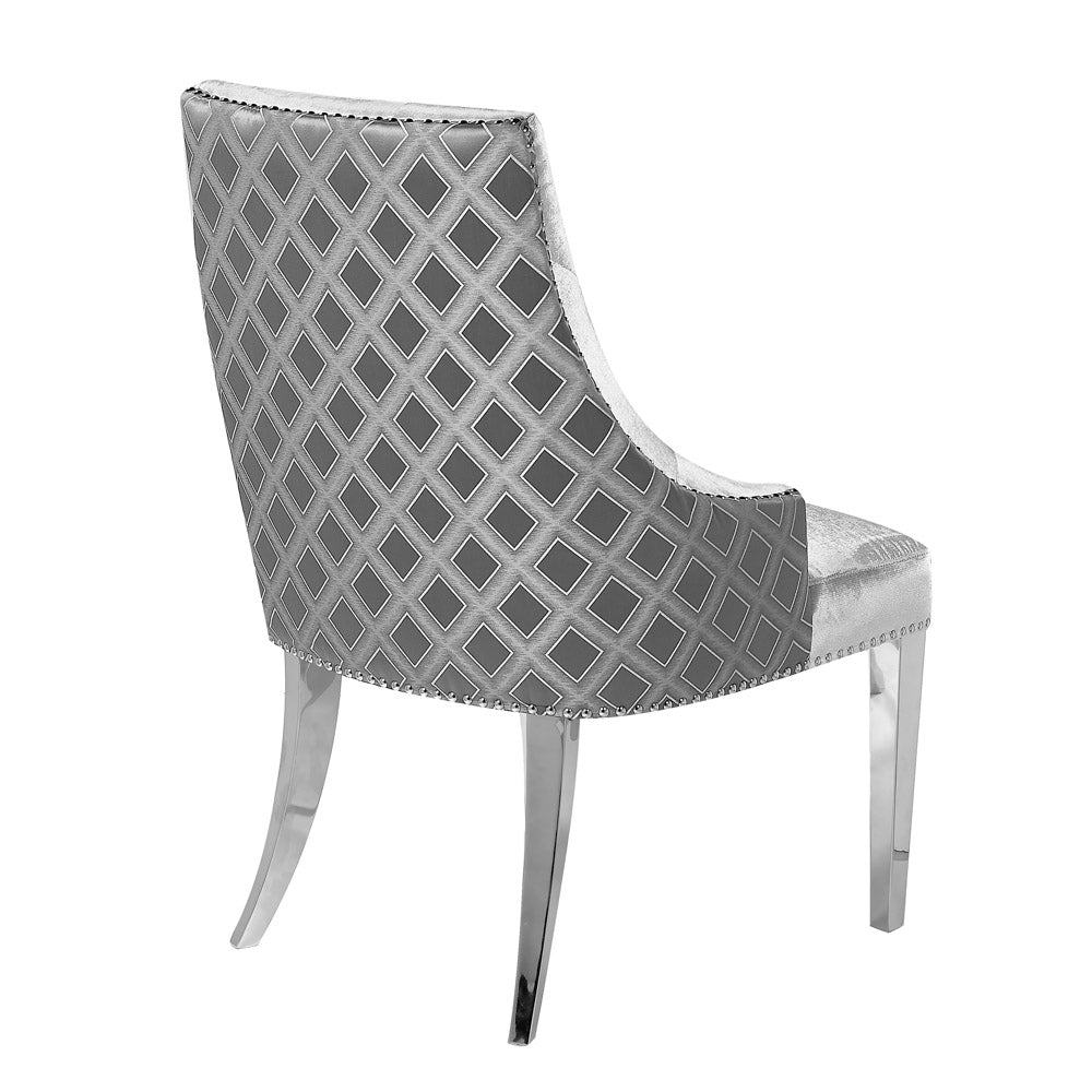 Oscar Grey Two Tone Velvet Steel Chair - Dreamart Gallery