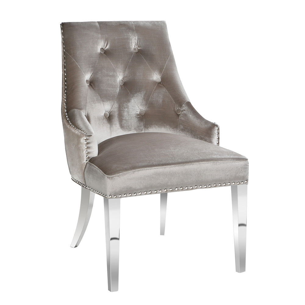 Oscar Grey Velvet Steel Chair - Dreamart Gallery