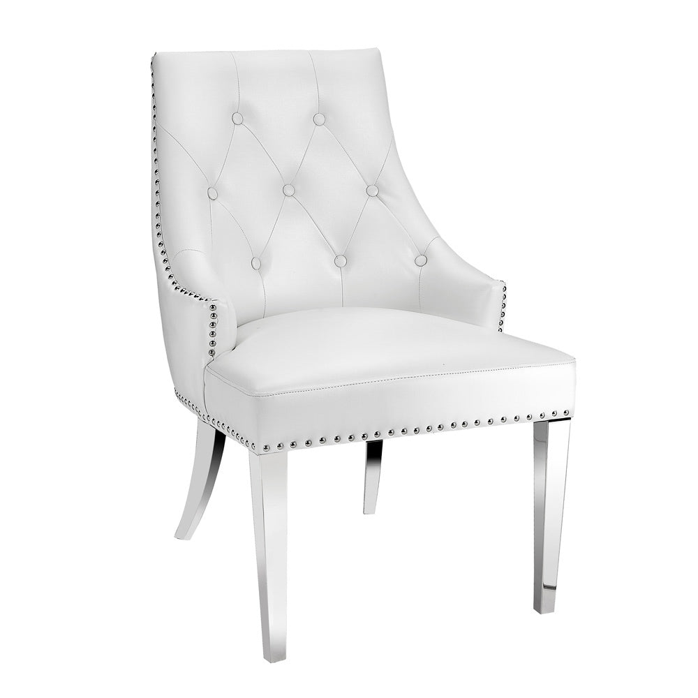 Oscar White Leatherette Steel Chair - Dreamart Gallery