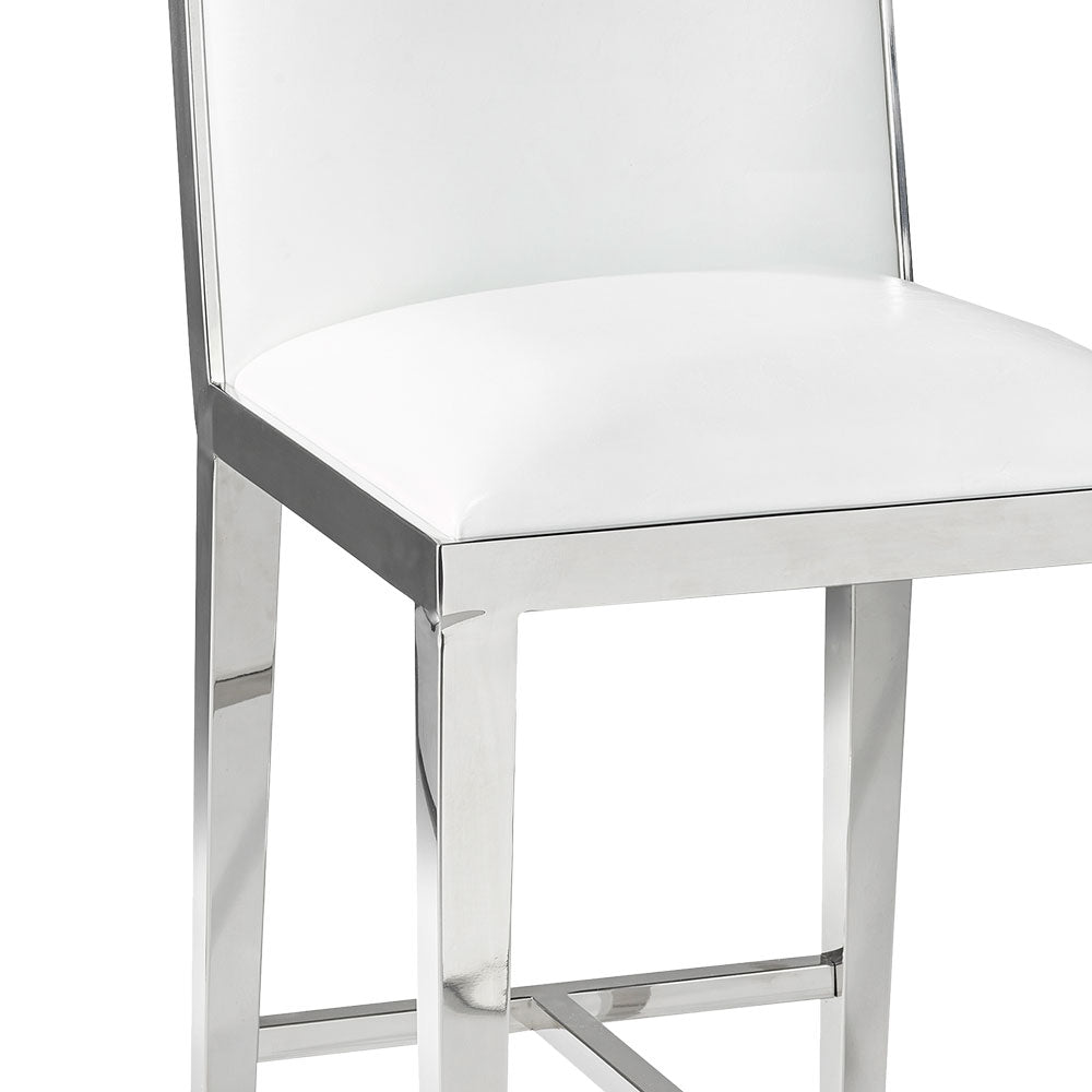 Emario White Leatherette Bar Chair - Dreamart Gallery