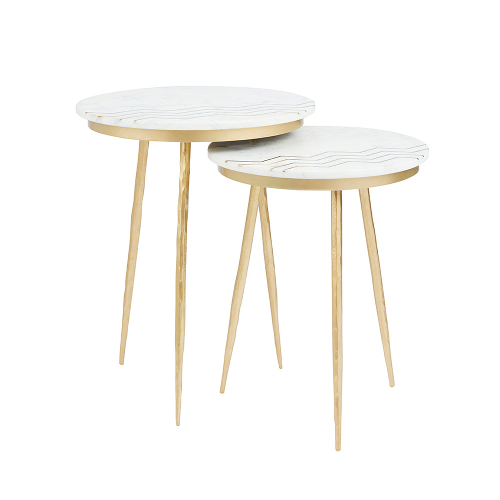 Belvin End Tables: White Marble - Dreamart Gallery