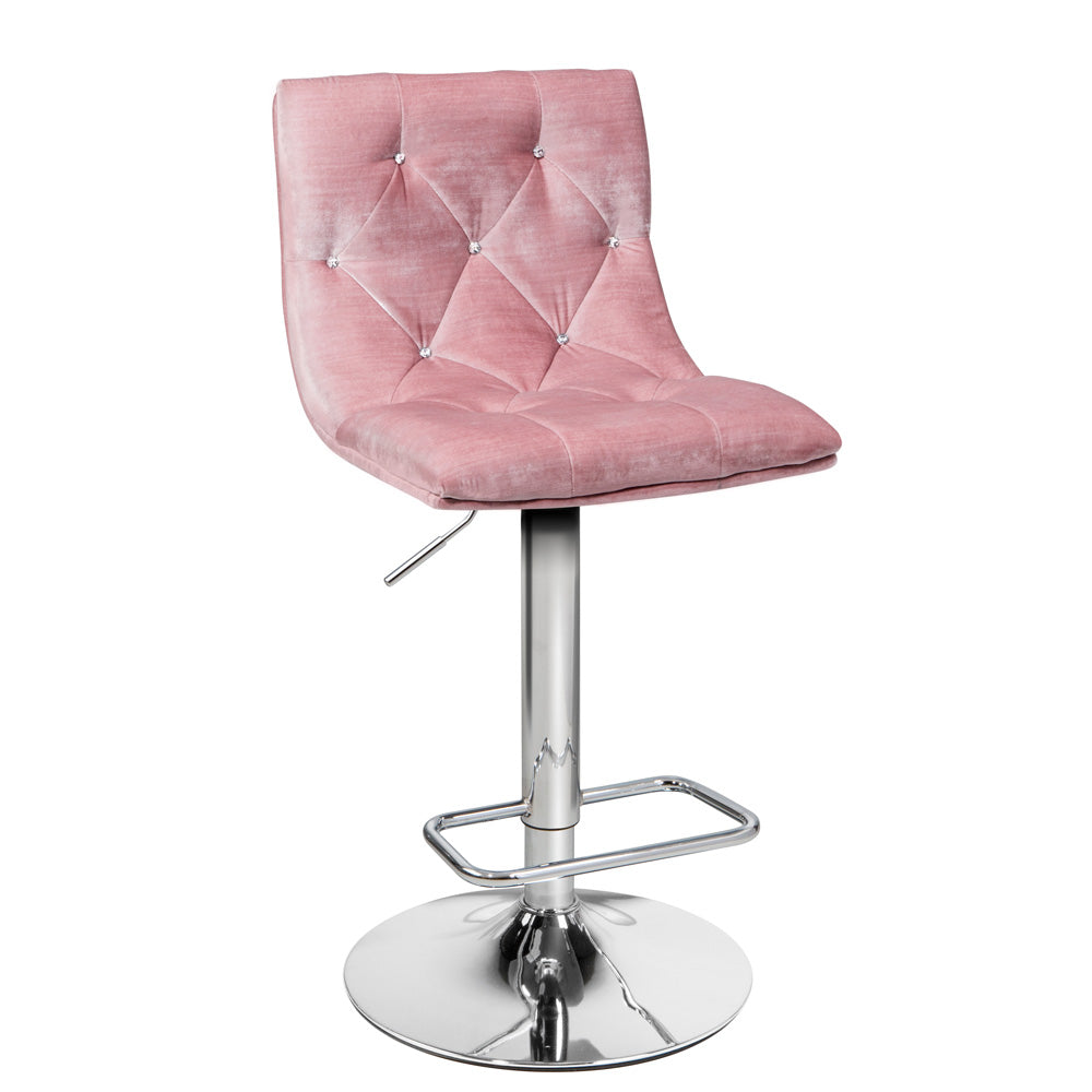 Crystal Pink Velvet Adjustable Stool - Dreamart Gallery