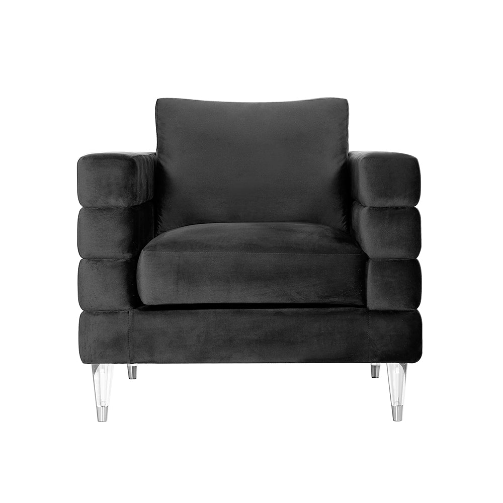 Channel Black Velvet Chair - Dreamart Gallery