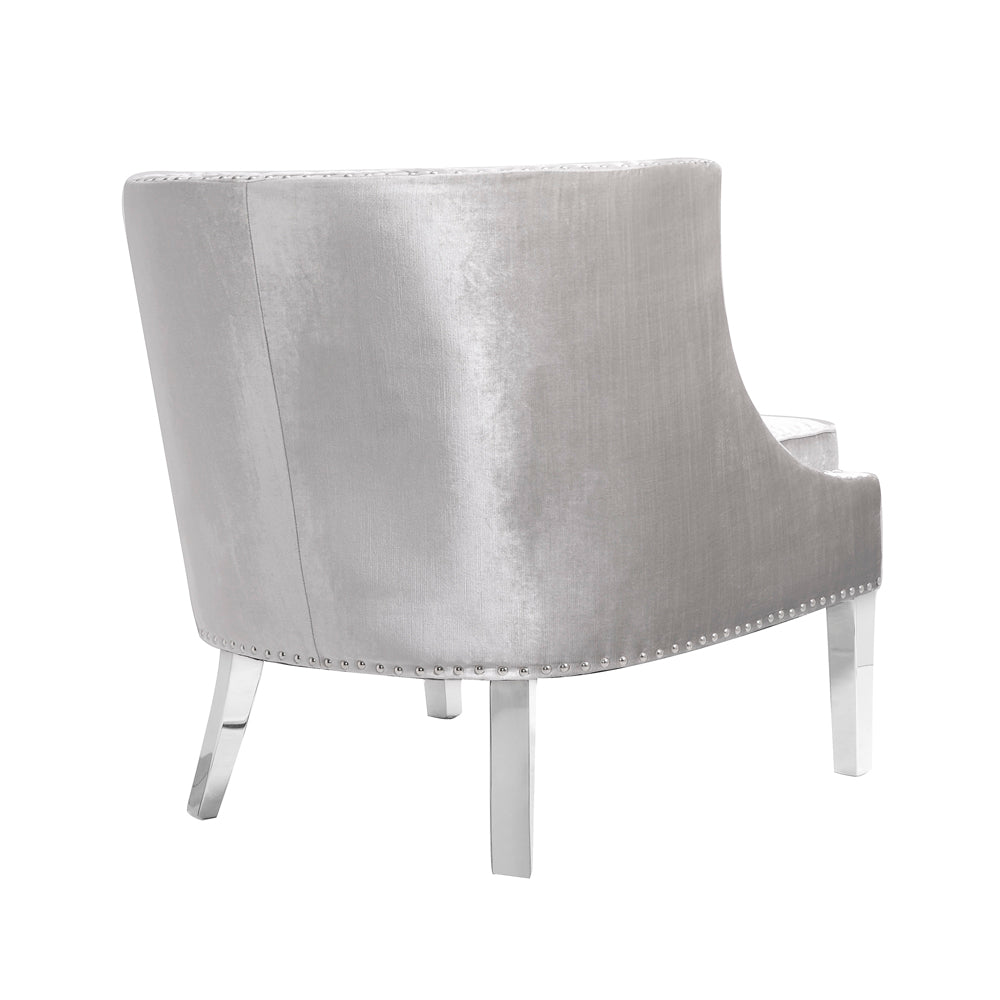 Lucy Grey Velvet Steel Chair - Dreamart Gallery