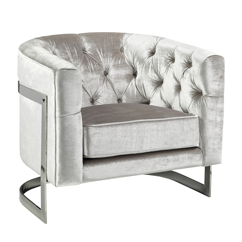 Pinnacle Grey Sheen Velvet Chair - Dreamart Gallery
