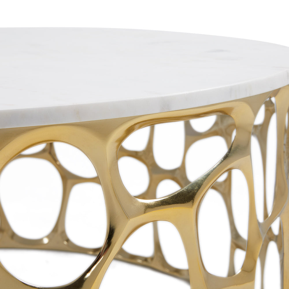 Mario Gold Coffee Table with Marble Top - Dream art Gallery