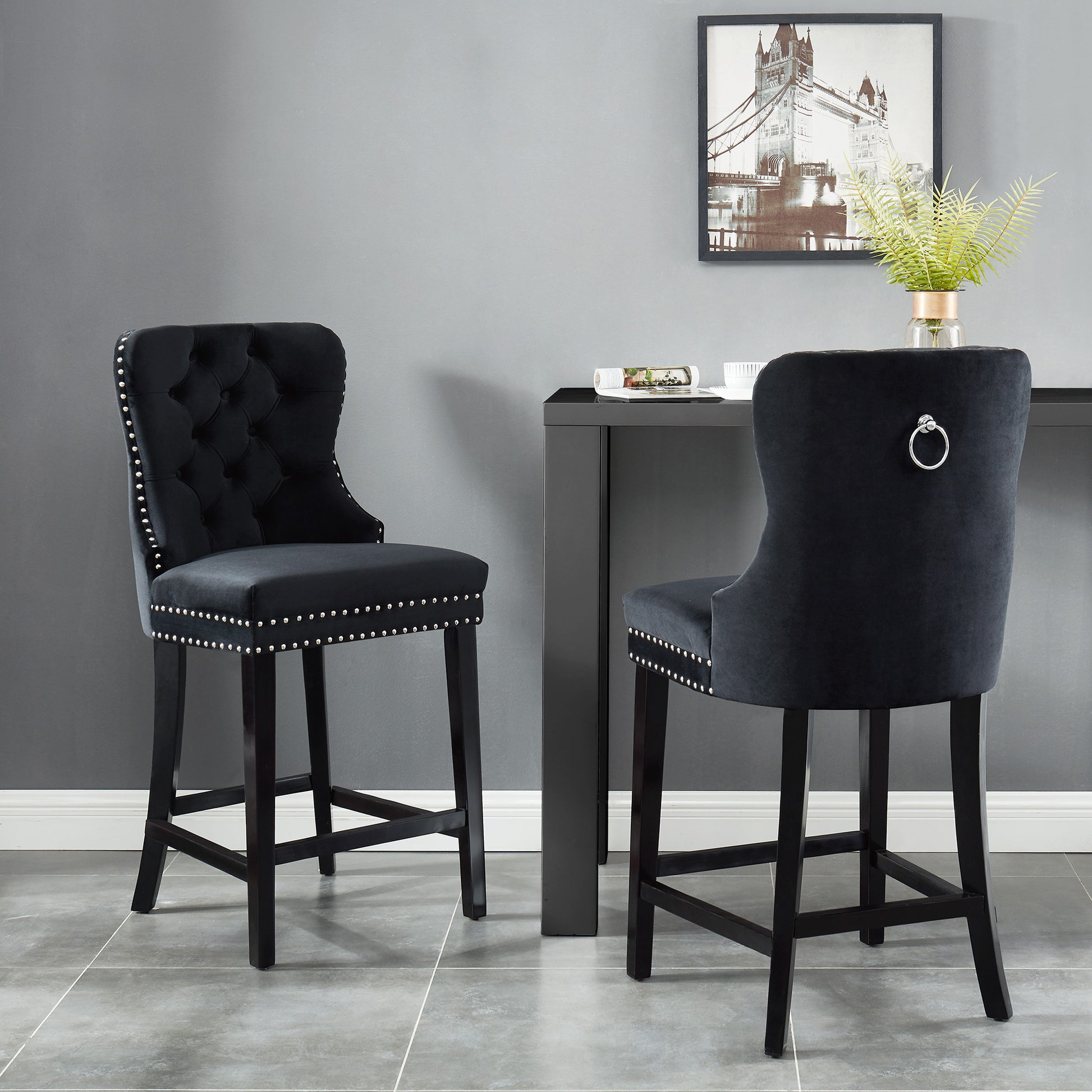 Rizzo 26'' Counter Stool in Black - Dreamart Gallery