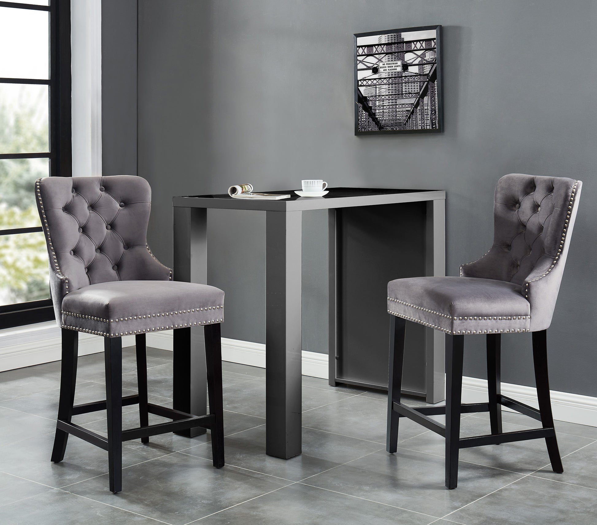 Rizzo 26'' Counter Stool in Grey - Dreamart Gallery