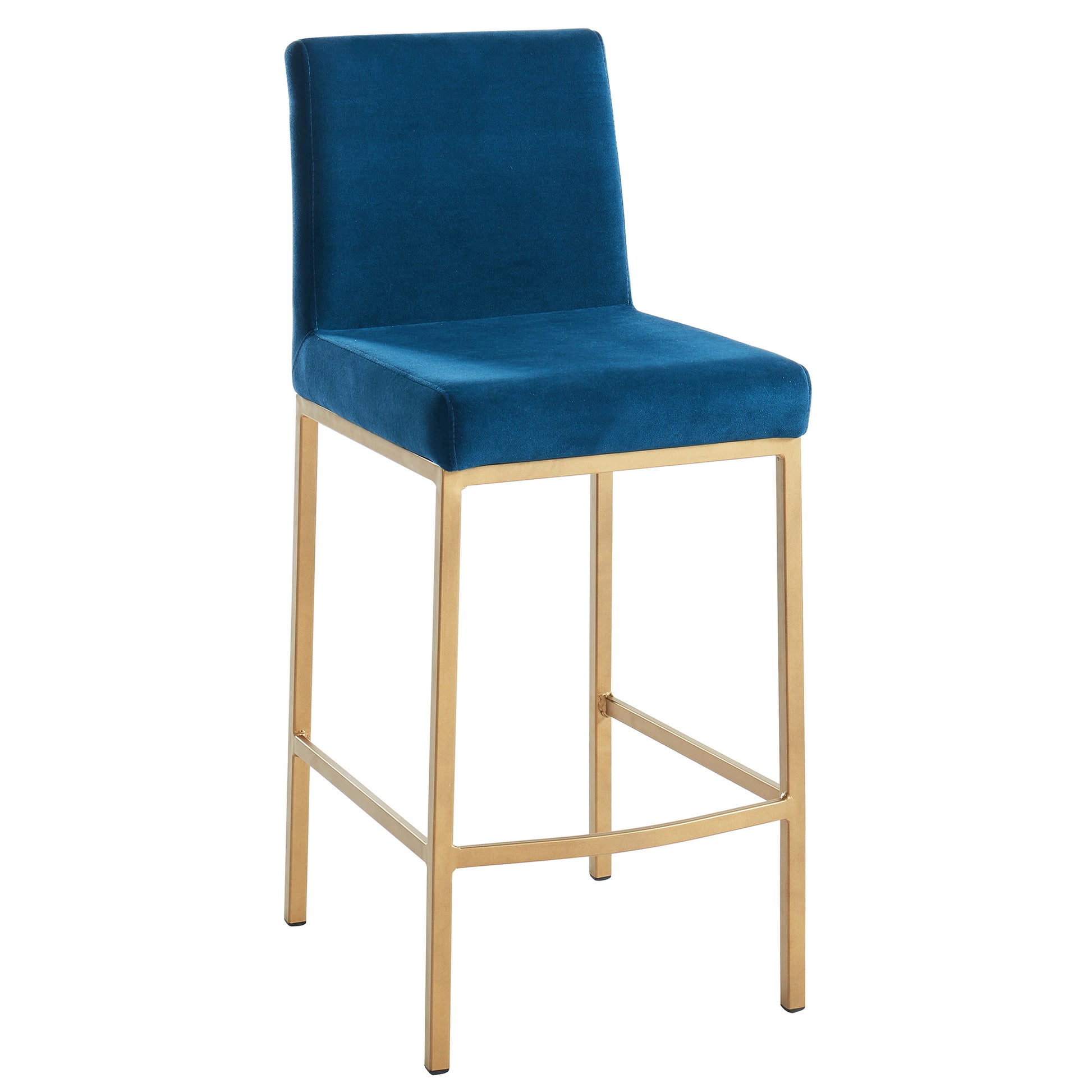 Diego 26'' Counter Stool in Blue with Gold Legs - Dreamart Gallery