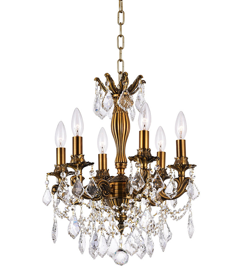 6 LIGHT UP CHANDELIER WITH FRENCH GOLD FINISH - Dreamart Gallery
