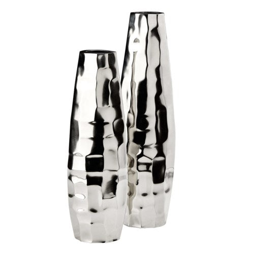 XC-34106 Oval Hammered silver vase - Set of 2 - Dreamart Gallery