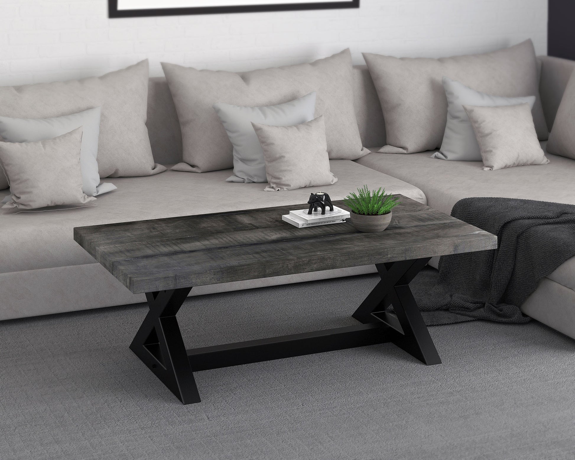 Zax Coffee Table in Distressed Grey - Dreamart Gallery