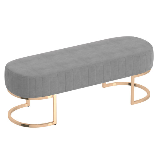 Zamora Bench in Grey with Gold Base - Dreamart Gallery