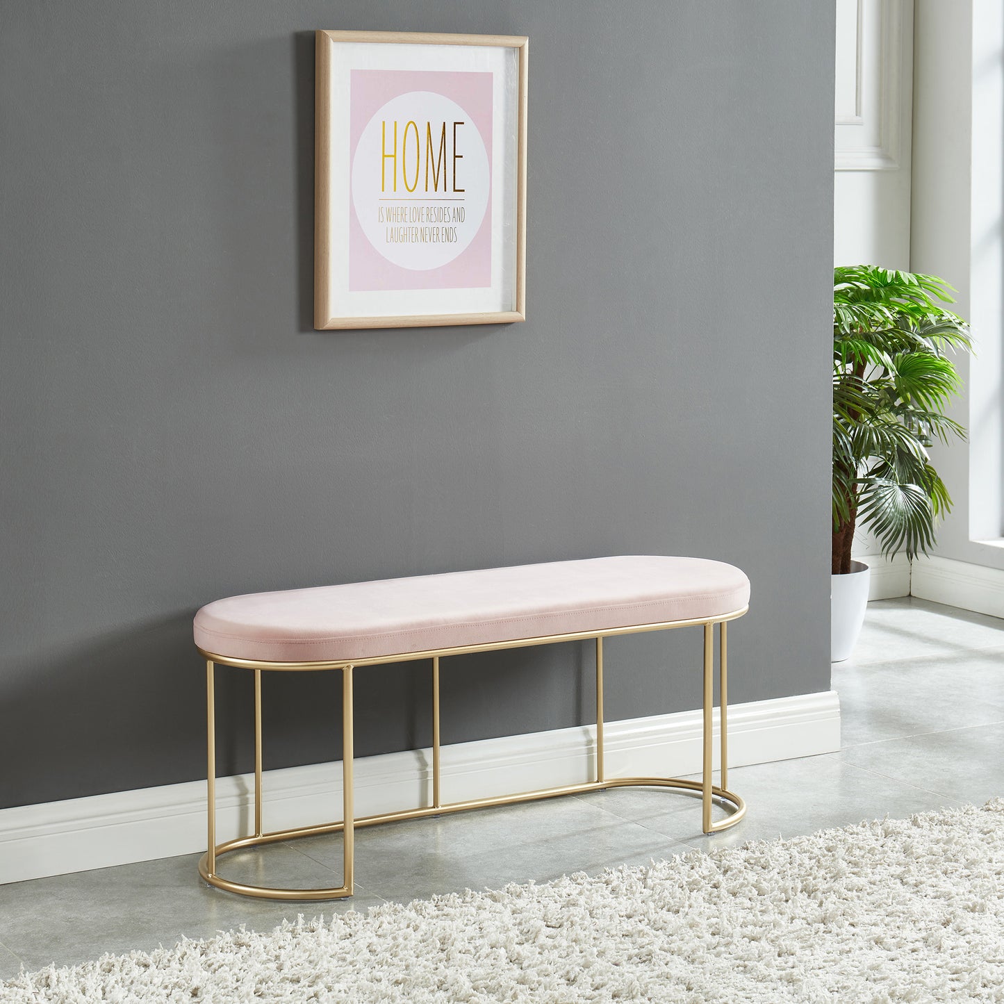 Perla Bench in Blush Pink/Gold - Dreamart Gallery