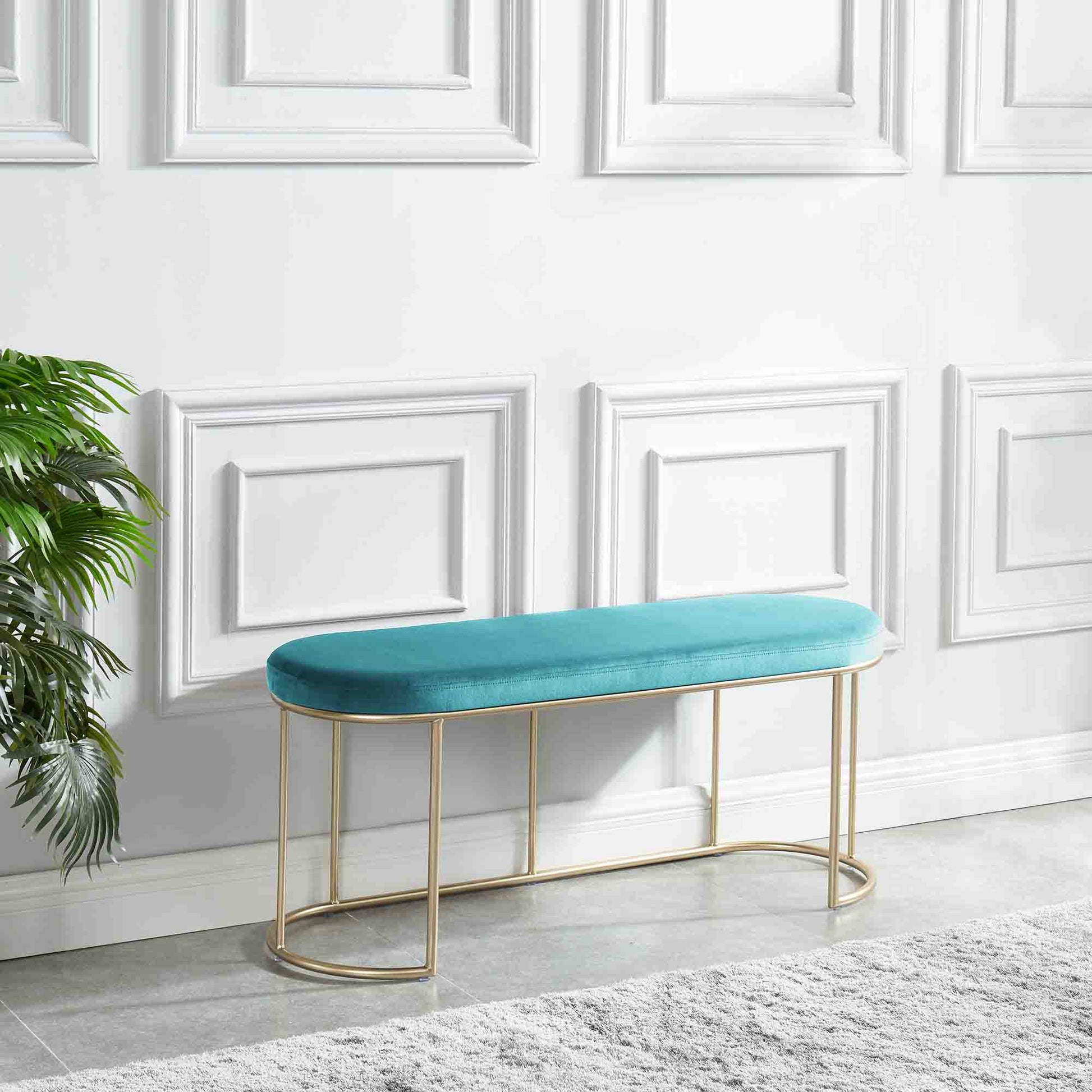 Perla Bench in Teal/Gold - Dreamart Gallery