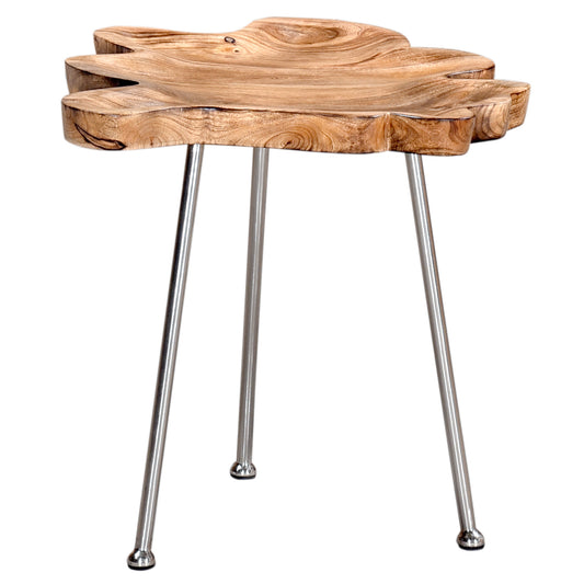 Pari Accent Table in Natural with Chrome Legs - Dreamart Gallery