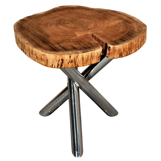 Shlok Accent Table in Natural with Chrome Legs - Dreamart Gallery