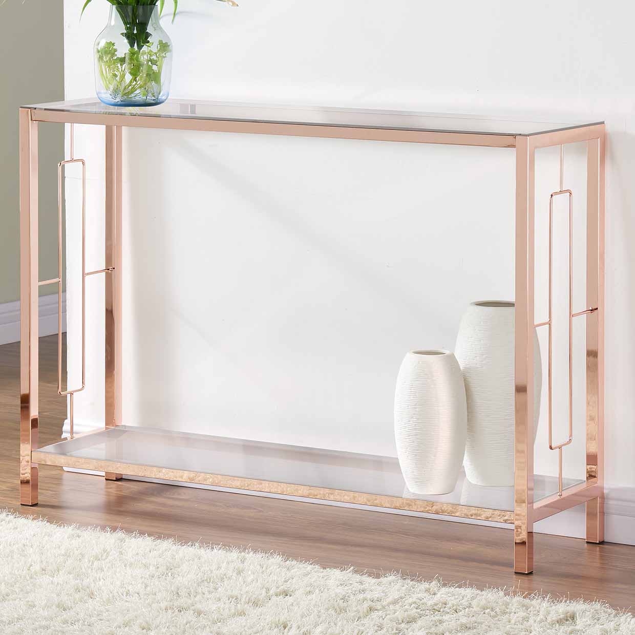 Athena Console Table in Rose Gold - Dreamart Gallery