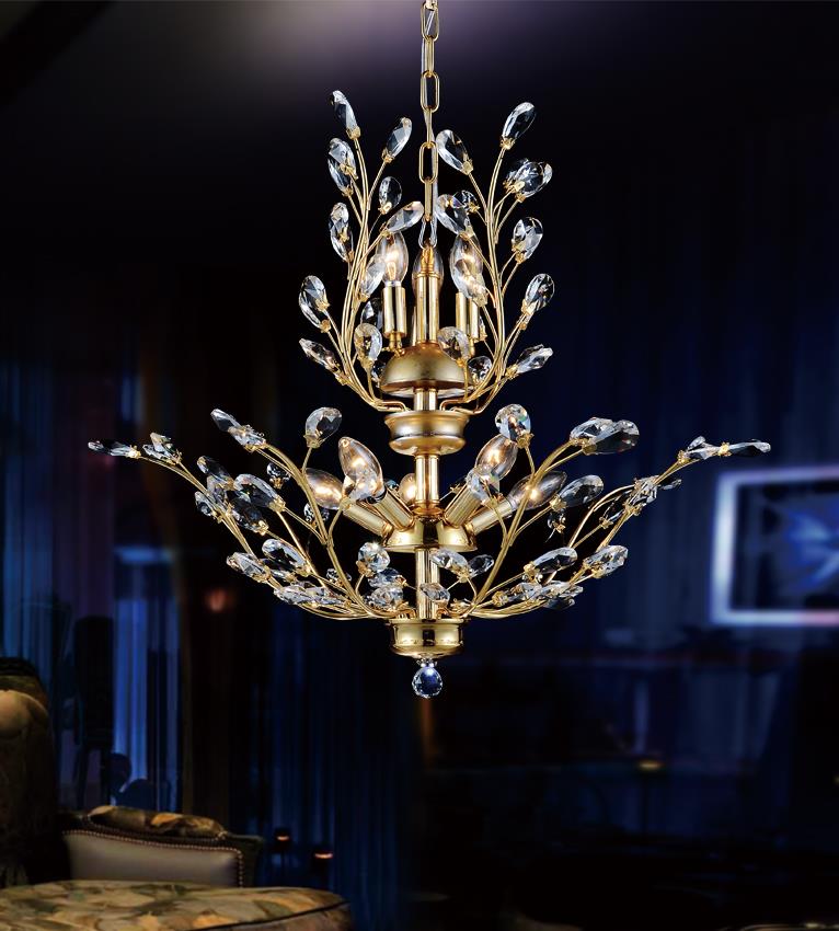 9 LIGHT CHANDELIER WITH GOLD FINISH - Dreamart Gallery
