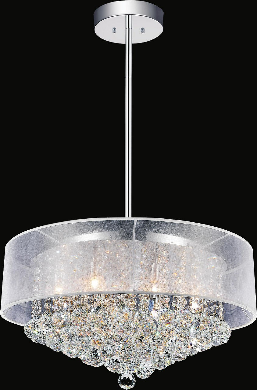 12 LIGHT DRUM SHADE CHANDELIER WITH CHROME FINISH - Dreamart Gallery