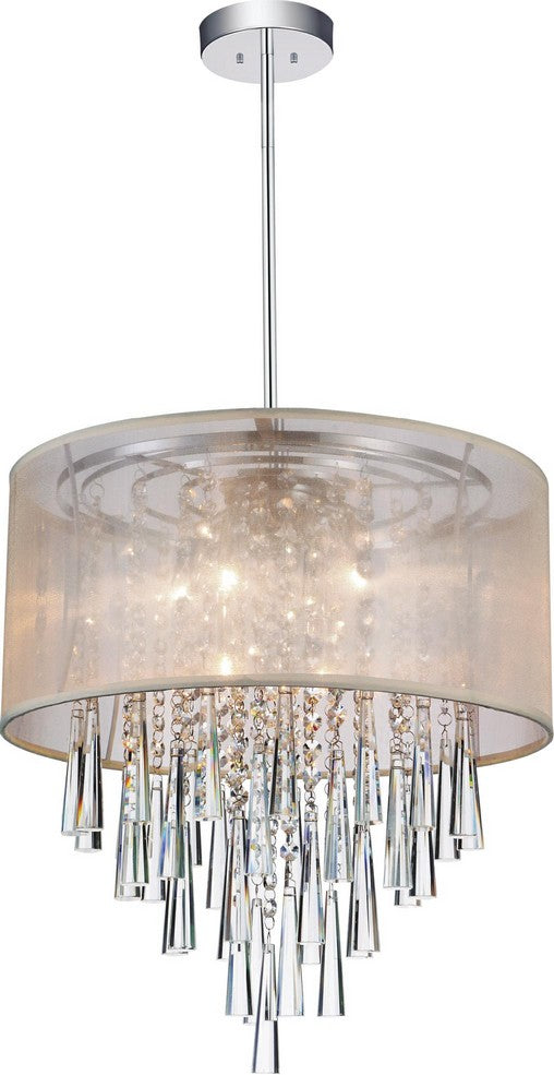 6 LIGHT DRUM SHADE CHANDELIER WITH CHROME FINISH - Dreamart Gallery
