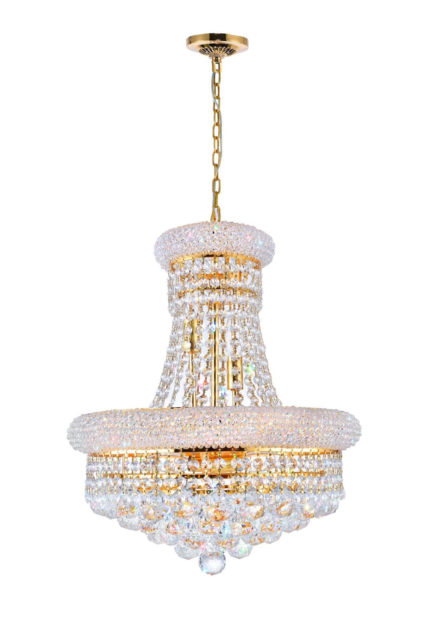 8 LIGHT DOWN CHANDELIER WITH GOLD FINISH - Dreamart Gallery