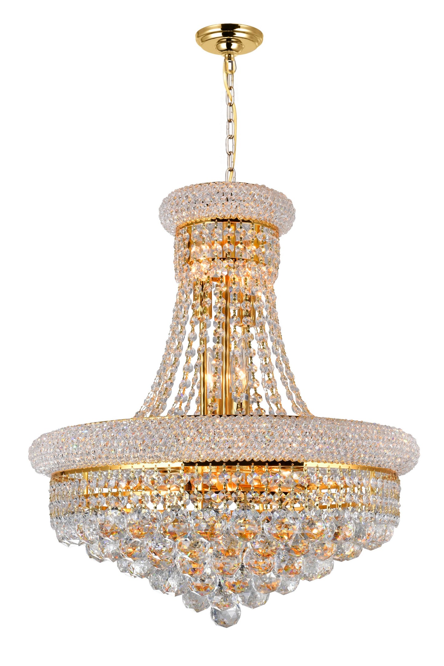 14 LIGHT DOWN CHANDELIER WITH GOLD FINISH - Dreamart Gallery
