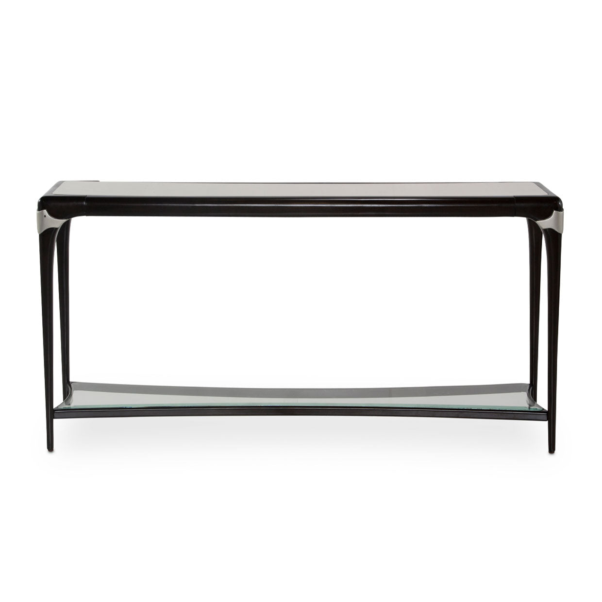 Paris Chic Console Table, Classy shapes, Glamorous home, Winged glass stretcher, Stunning, Accents, Family photos, Platinum finish, Cultured marble, Beveled glass, Wing shape, dream art , Michael amini