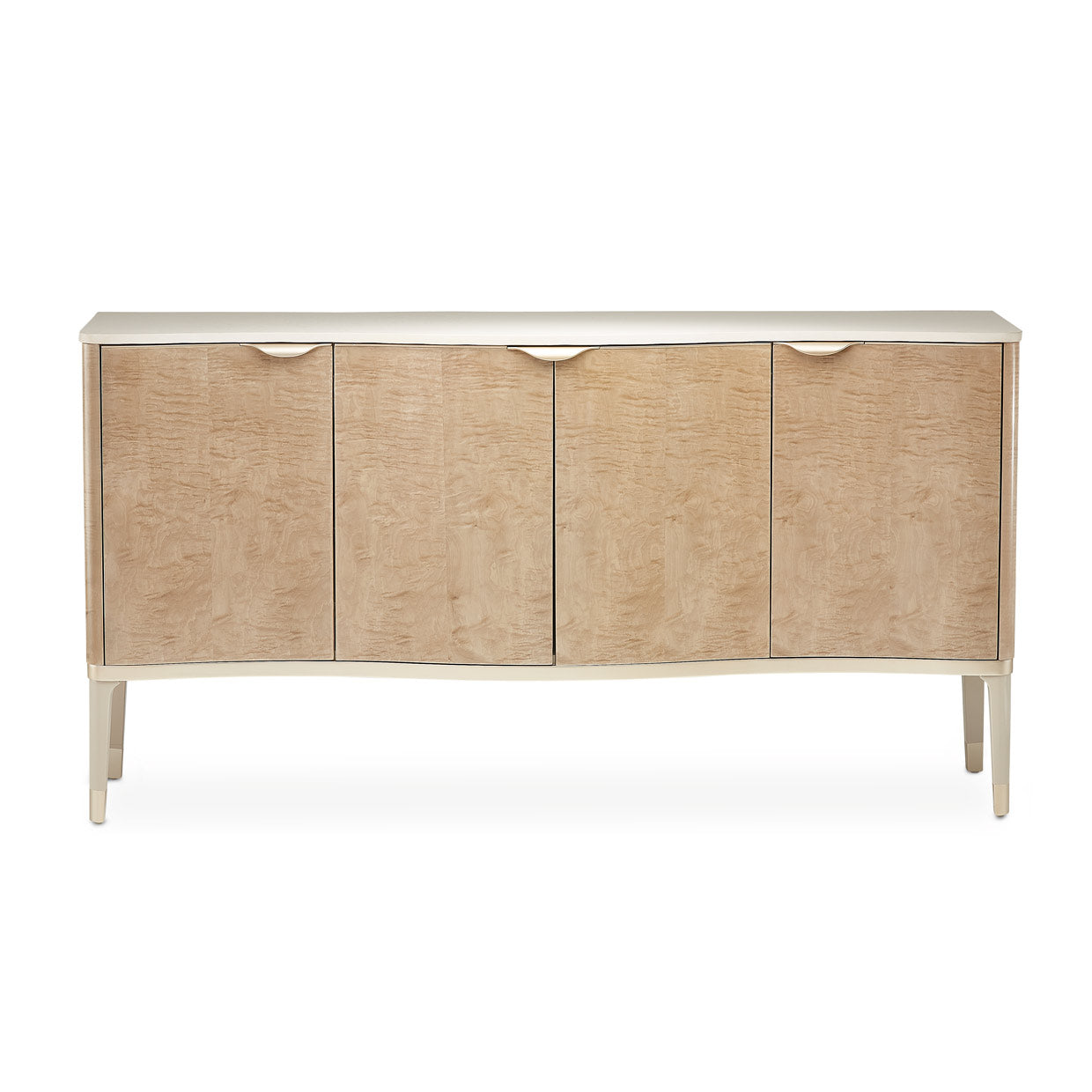 Sideboard Blush, Malibu Crest Sideboard, Dining space accent, Caramel finish, Chardonnay finish, Modern silhouette, Spacious interior, Velvet lined silverware drawer, Cultured marble top, Hardwood solids, Maple veneer, Blush finish, Waterfall pulls, Connected design, Velvet lined drawer, Chardonnay accents, Creamy Pearl finish, Pearl toned cultured marble, Dining room storage, Modern style accent piece, dream art, Michael amini