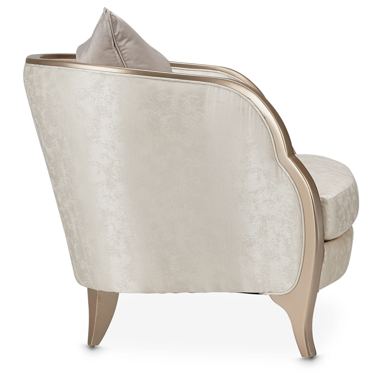 Malibu Crest Chair, Elegant design, Dramatic flared sides, Marbled jacquard upholstery, Cloud White color, Chardonnay finished hardwood, Classy statement, Winged sides, Accent pillow included, Living room furniture, dream art, Michael amini