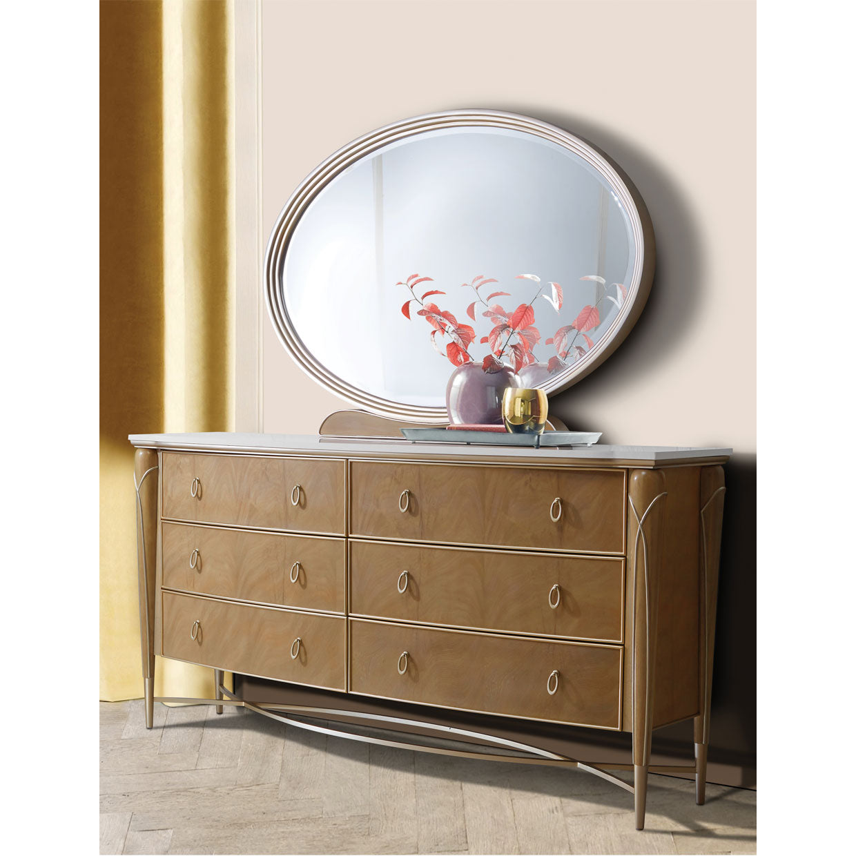 VILLA CHERIE - CARAMEL Dresser & Mirror(just dresser) - Dreamart Gallery
